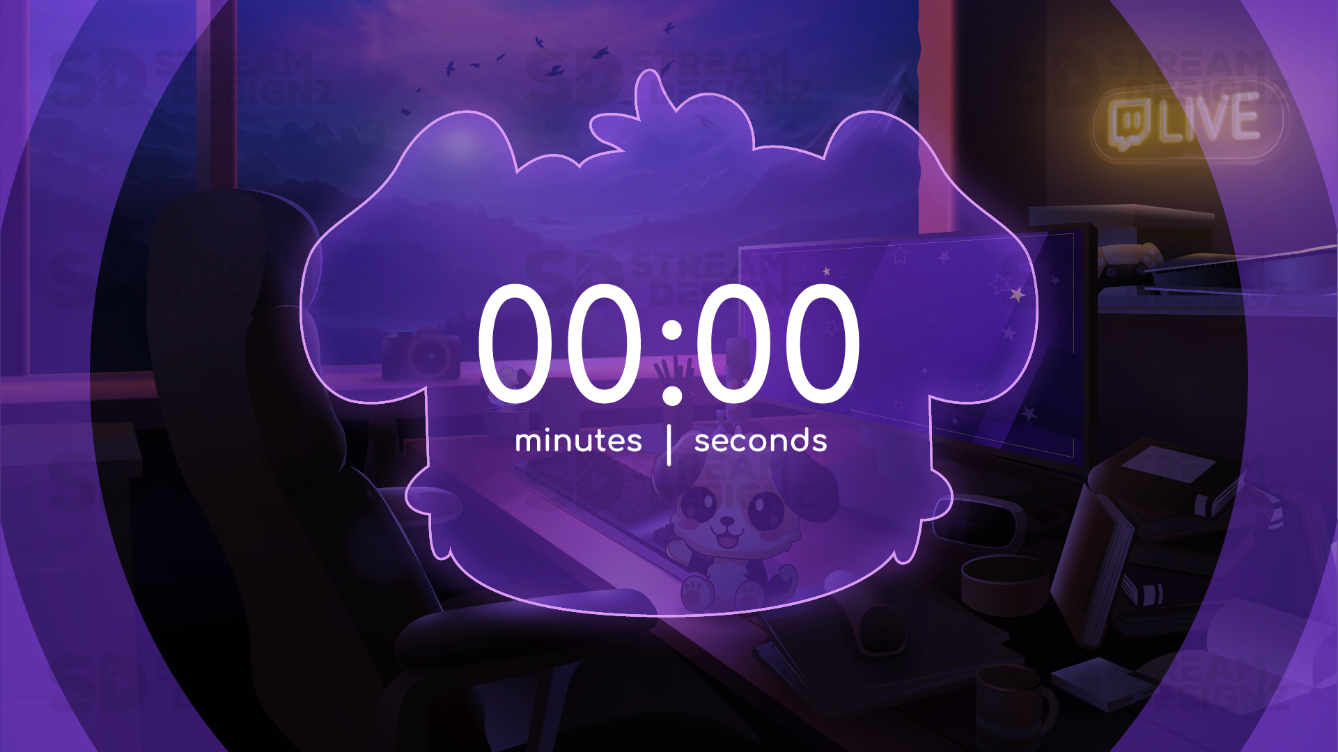 5 minute count up timer midnight lofi thumbnail stream designz