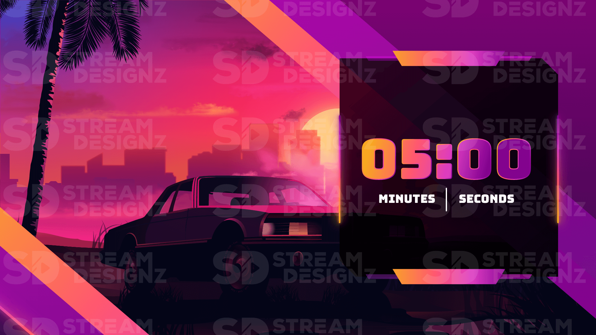 5 minute countdown timer sunset city thumbnail stream designz