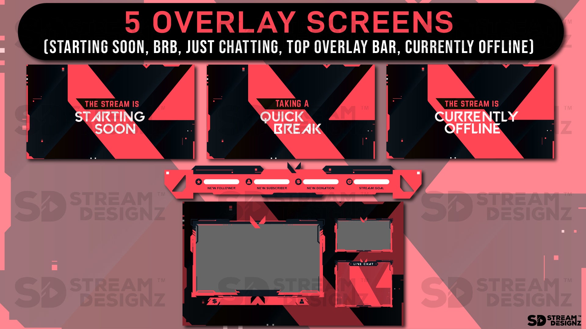 stream overlay package 5 overlay screens ace stream designz