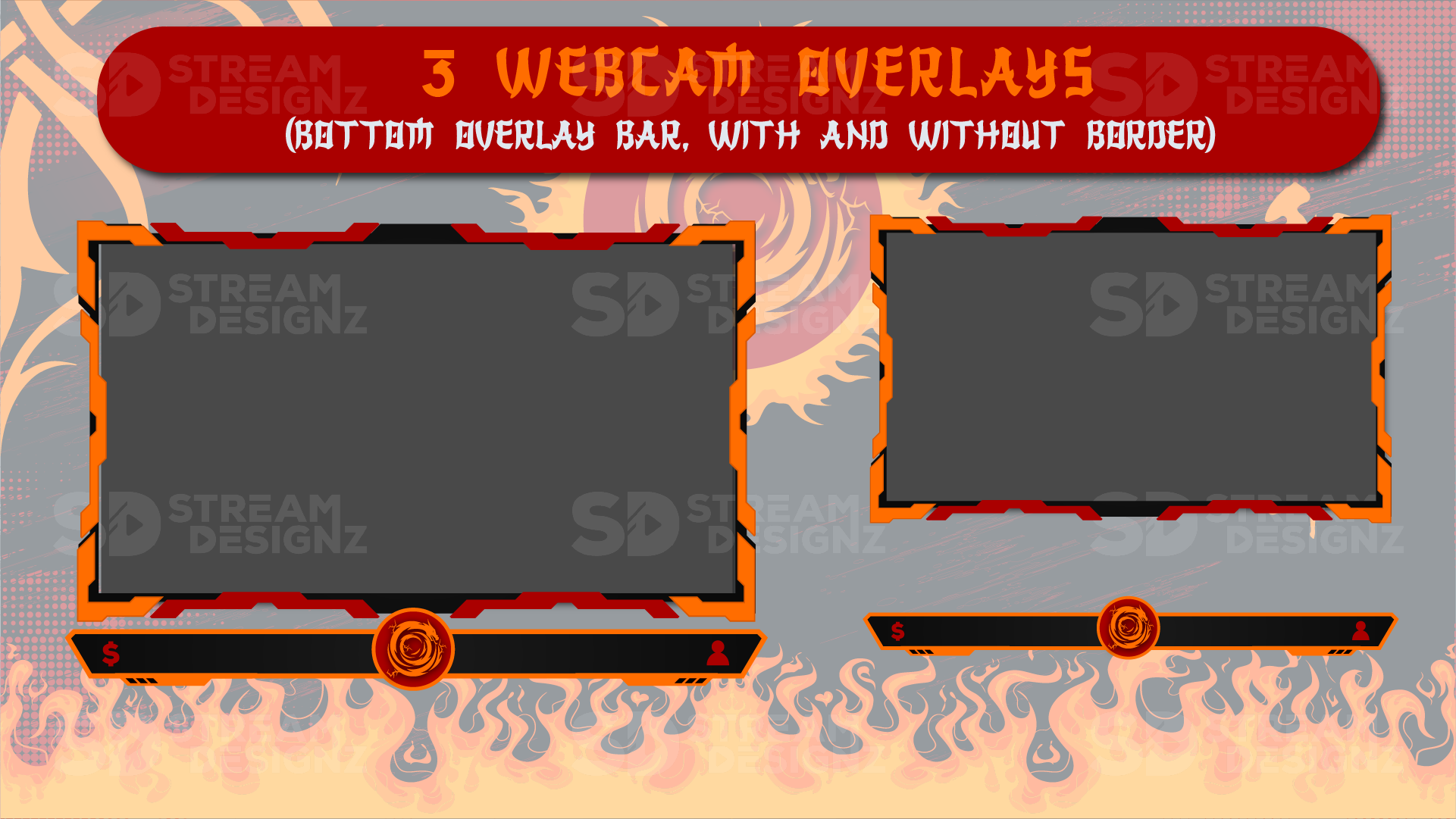 static stream overlay package 3 webcam overlays akatsuki stream designz