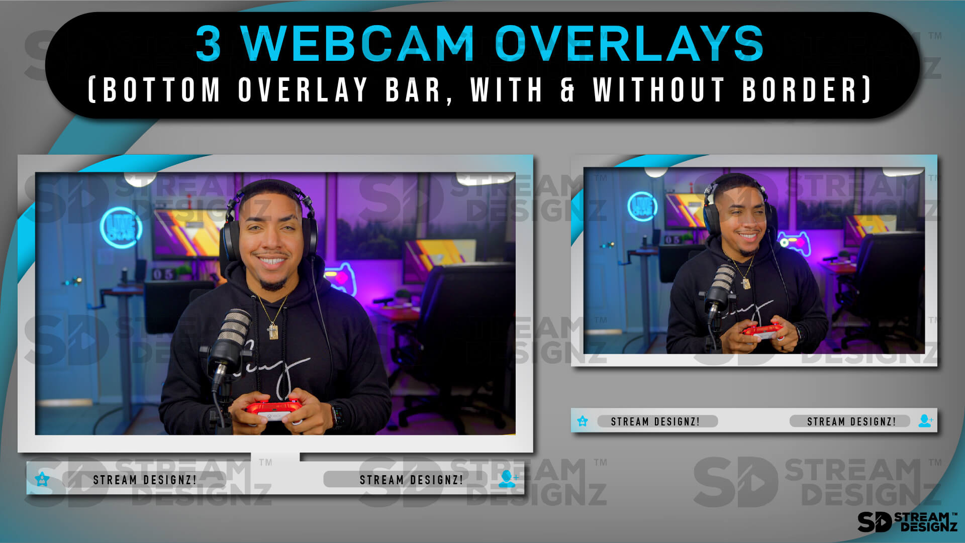 Animated Stream Overlay Package Artic Blue & White 3 webcam overlays Stream Designz