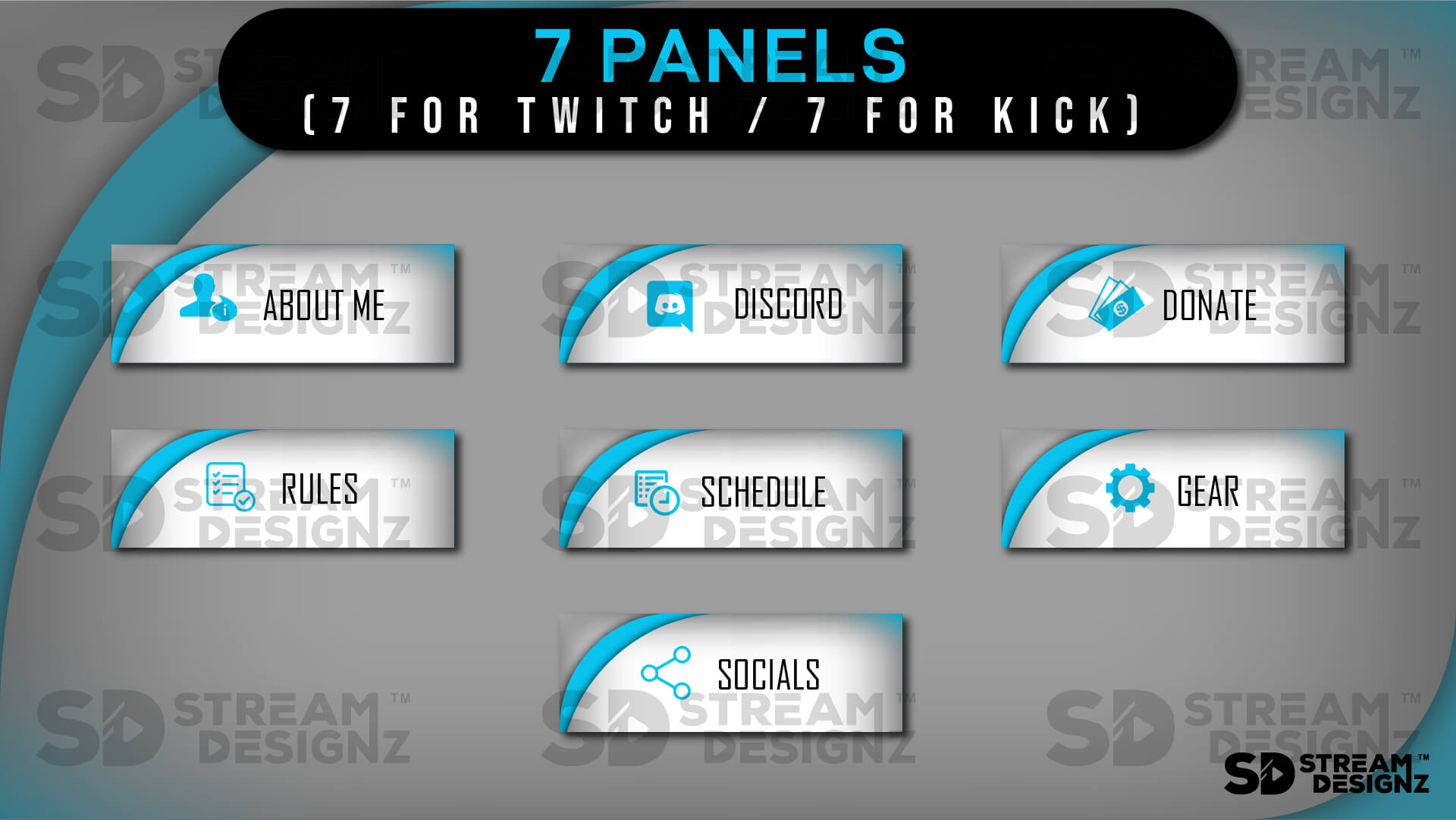 Animated Stream Overlay Package Artic Blue & White 7 panels Stream Designz