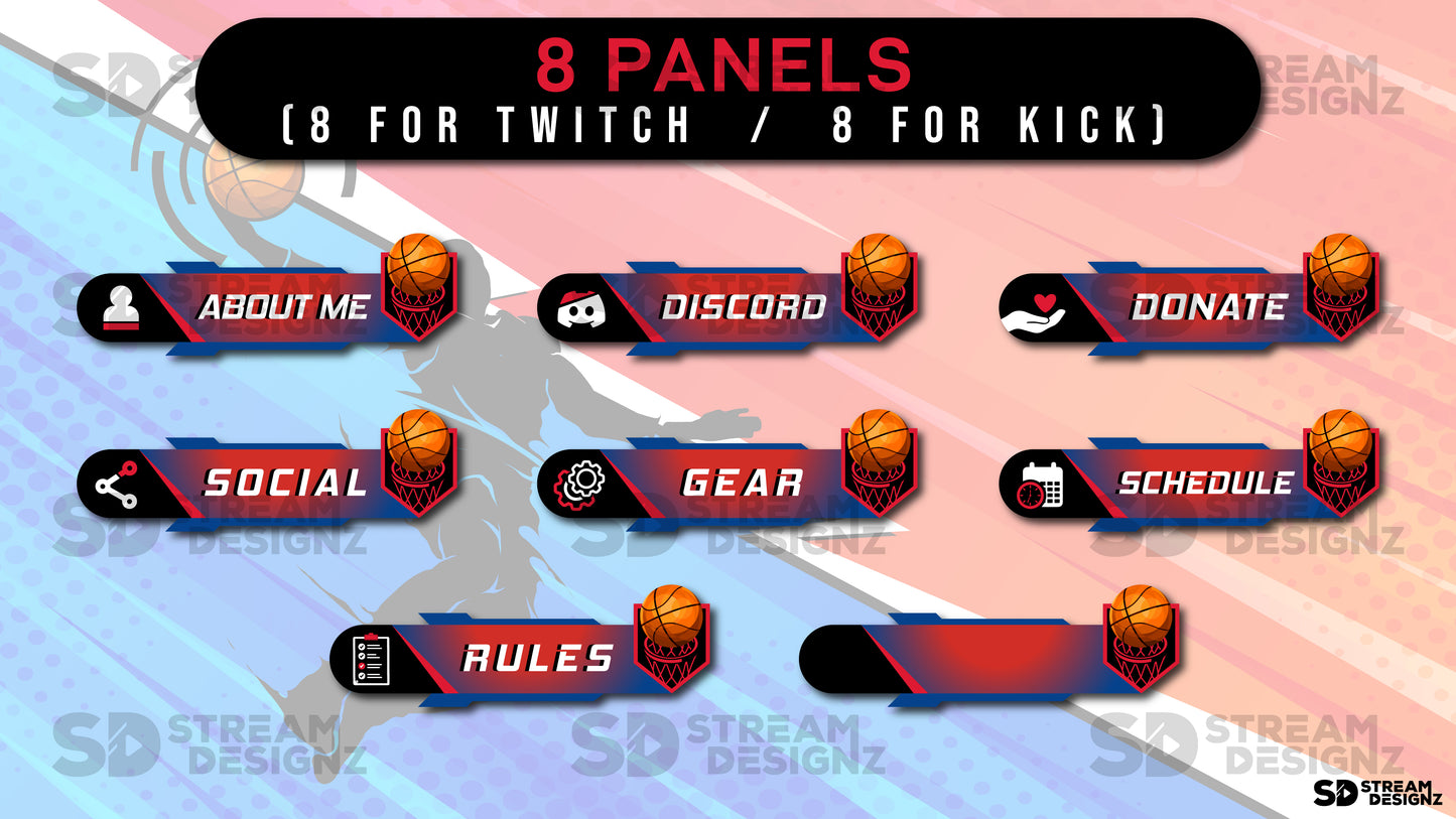 animated stream overlay package buckets 8 panels stream designz
