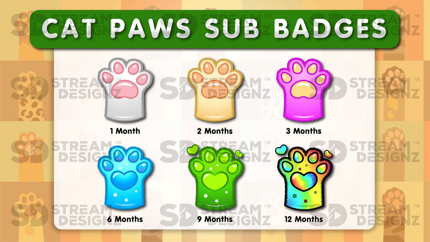 6 pack sub badges preview image cat paws stream designz
