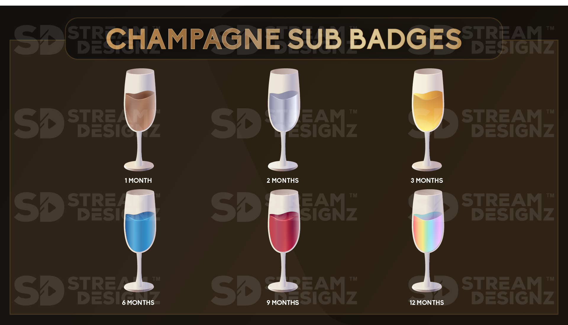 6 pack sub badges preview image champagne stream designz