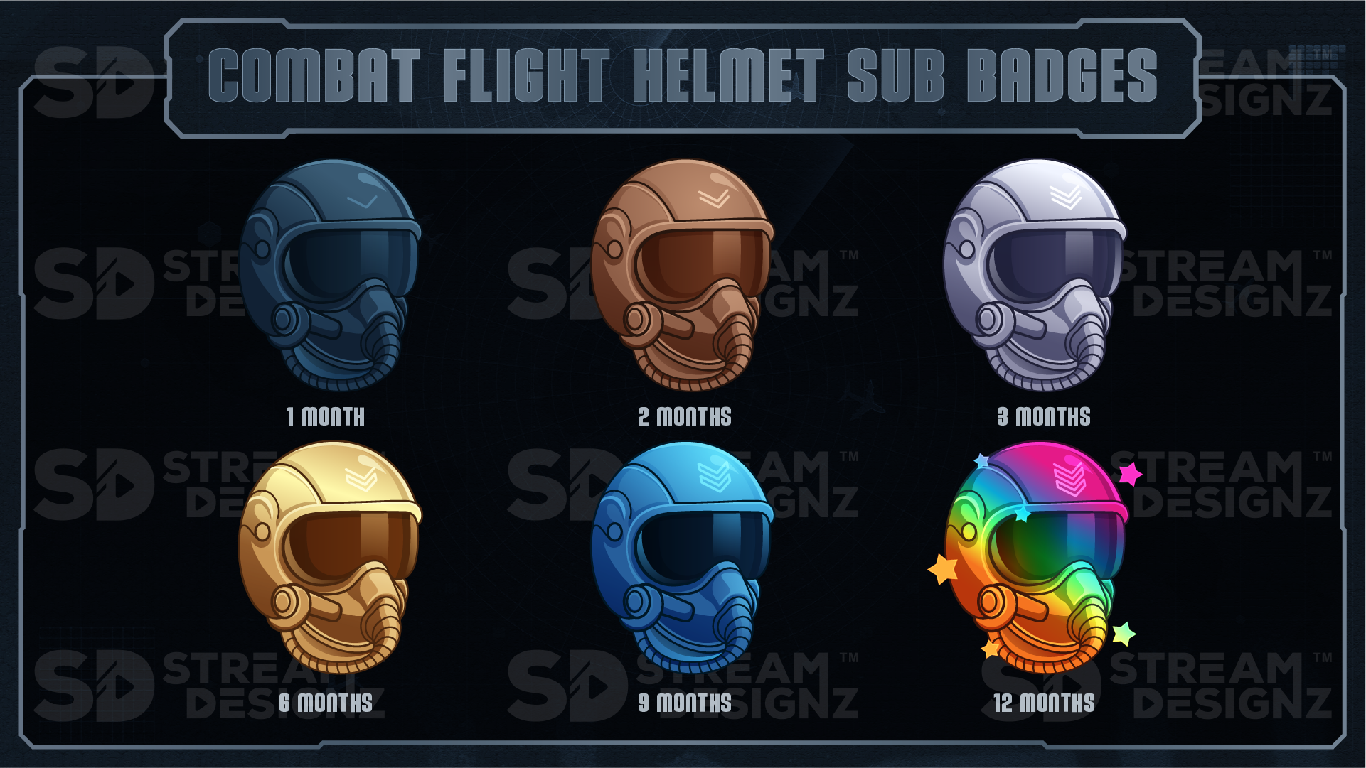 6 pack sub badges preview image combat flight helmet stream designz