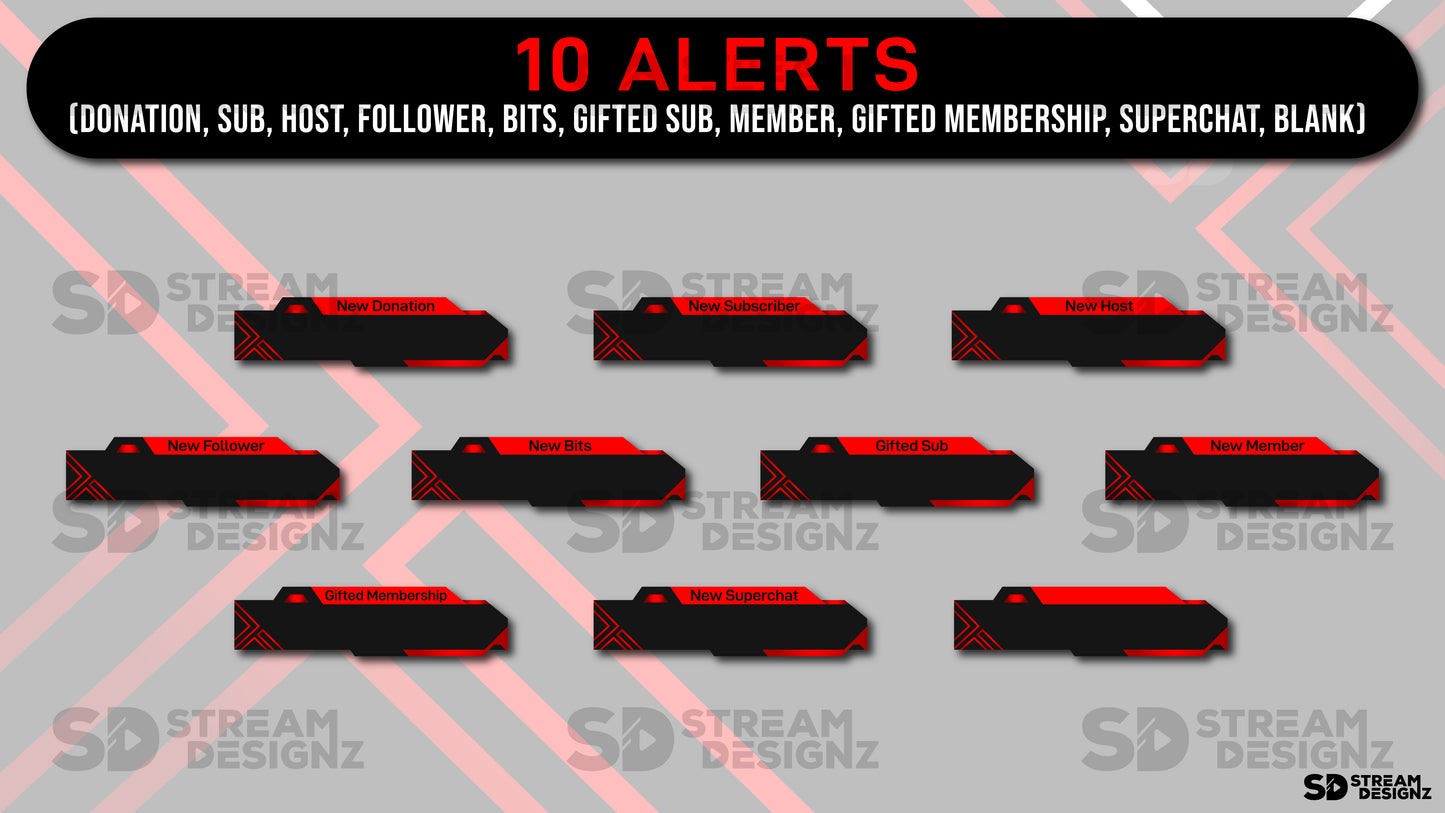 static stream overlay package crimson 10 alerts stream designz