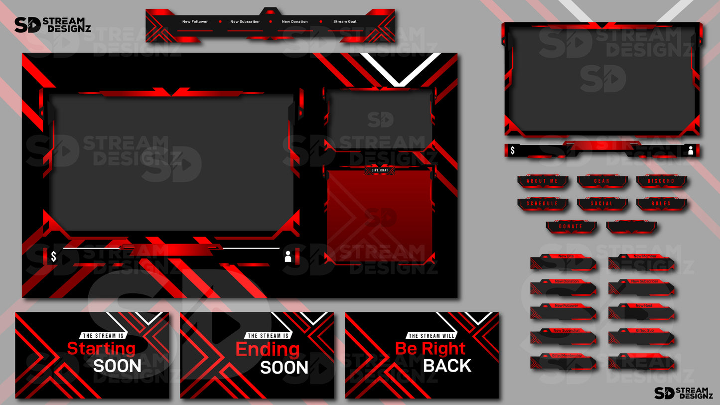 Stream Overlay Package - "Crimson"