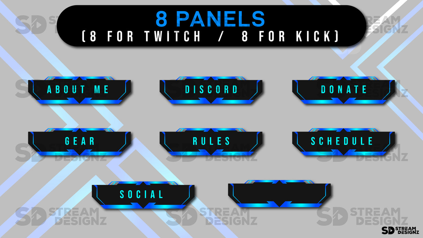 static stream overlay package dark wave 8 panels stream designz