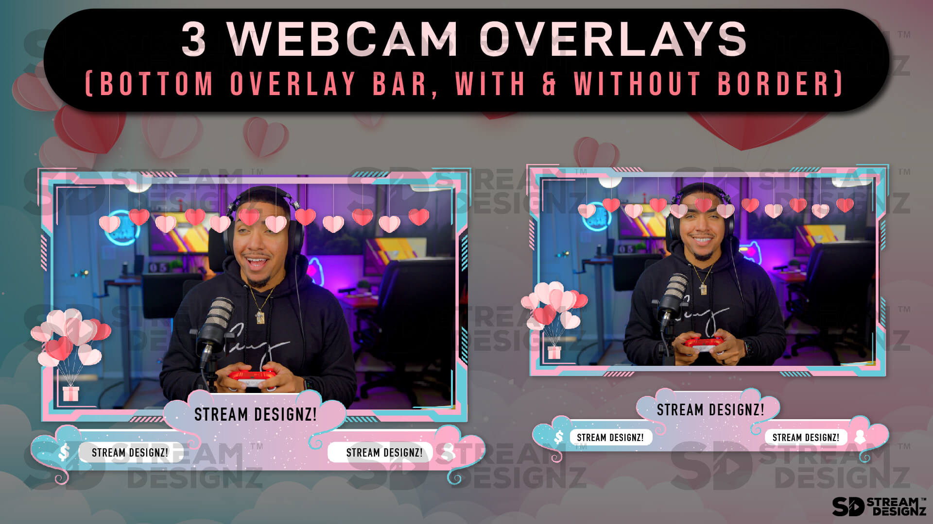 animated stream overlay package day of love 3 webcam overlays stream designz