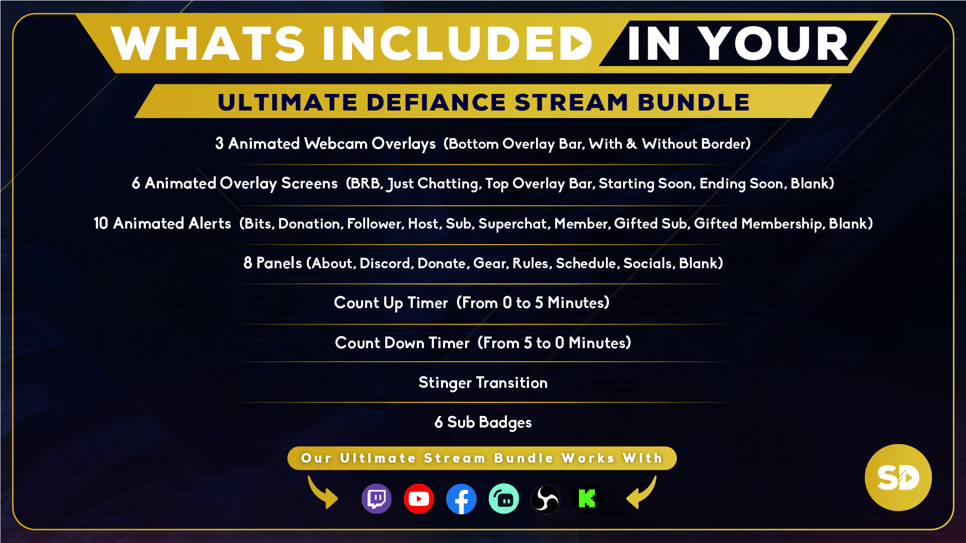 whats included in your package ultimate stream bundle defiance stream designz