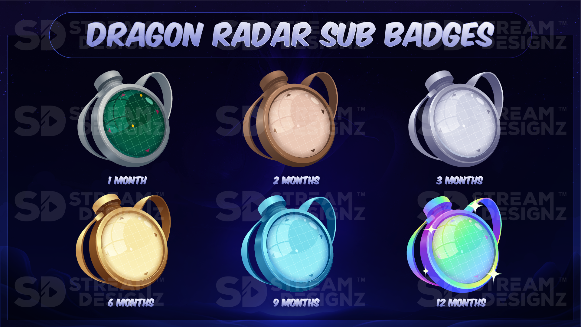 6 pack sub badges preview image dragon radar stream designz