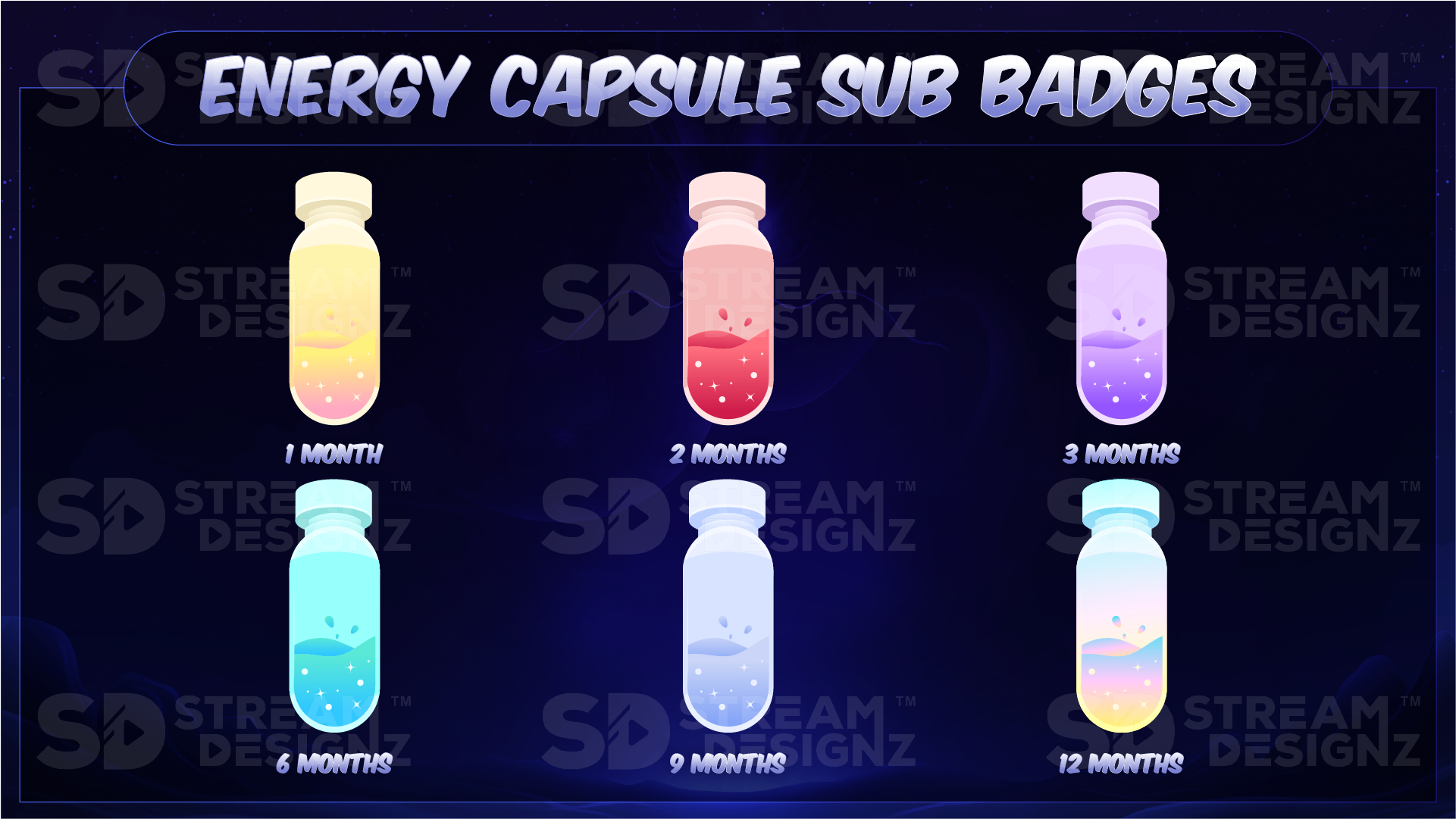 6 pack sub badges preview image energy capsule stream designz