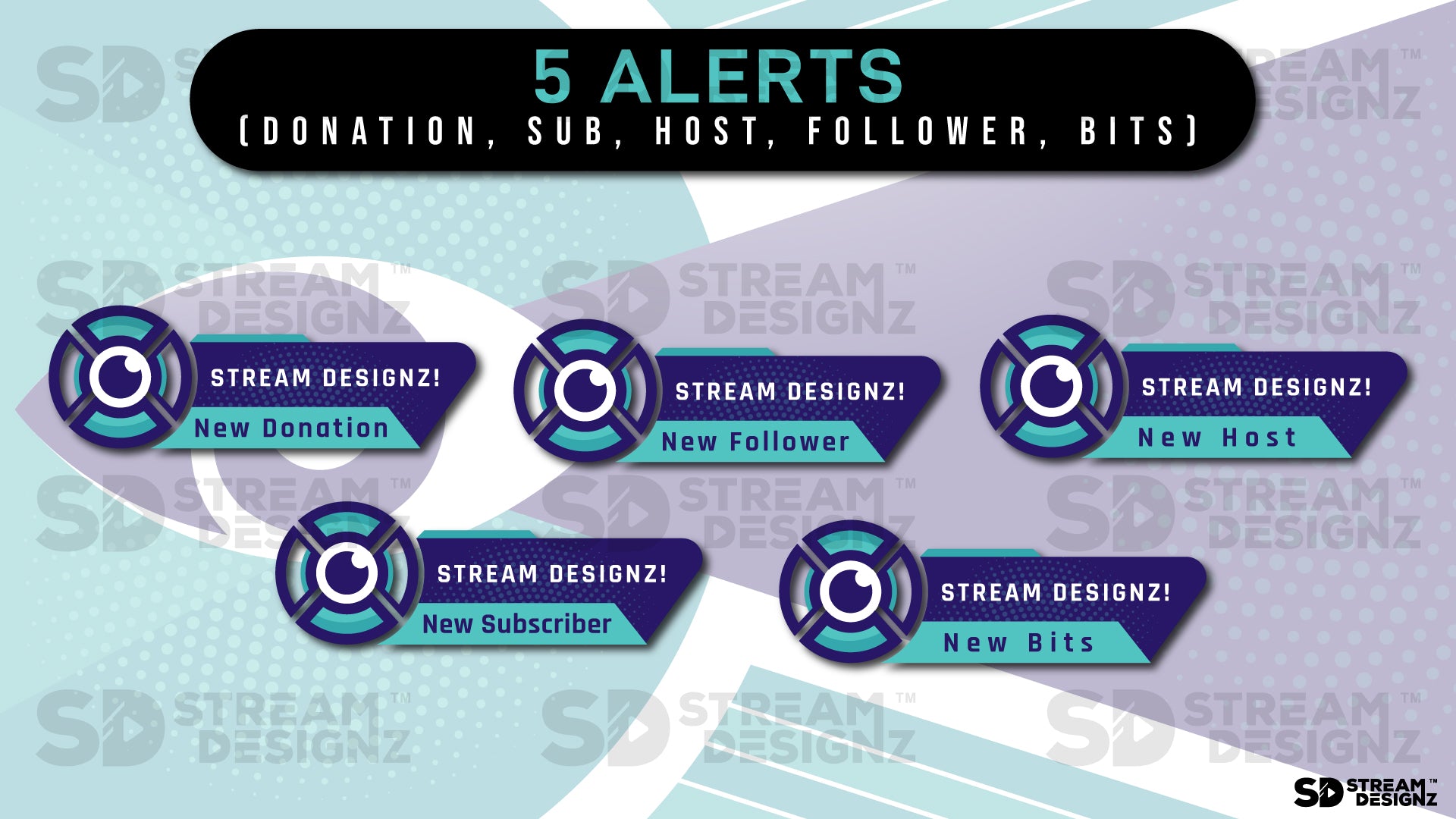 stream overlay package 5 alerts eye game stream designz