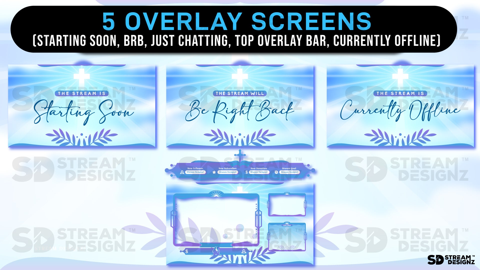 stream overlay package 5 overlay screens faith stream designz