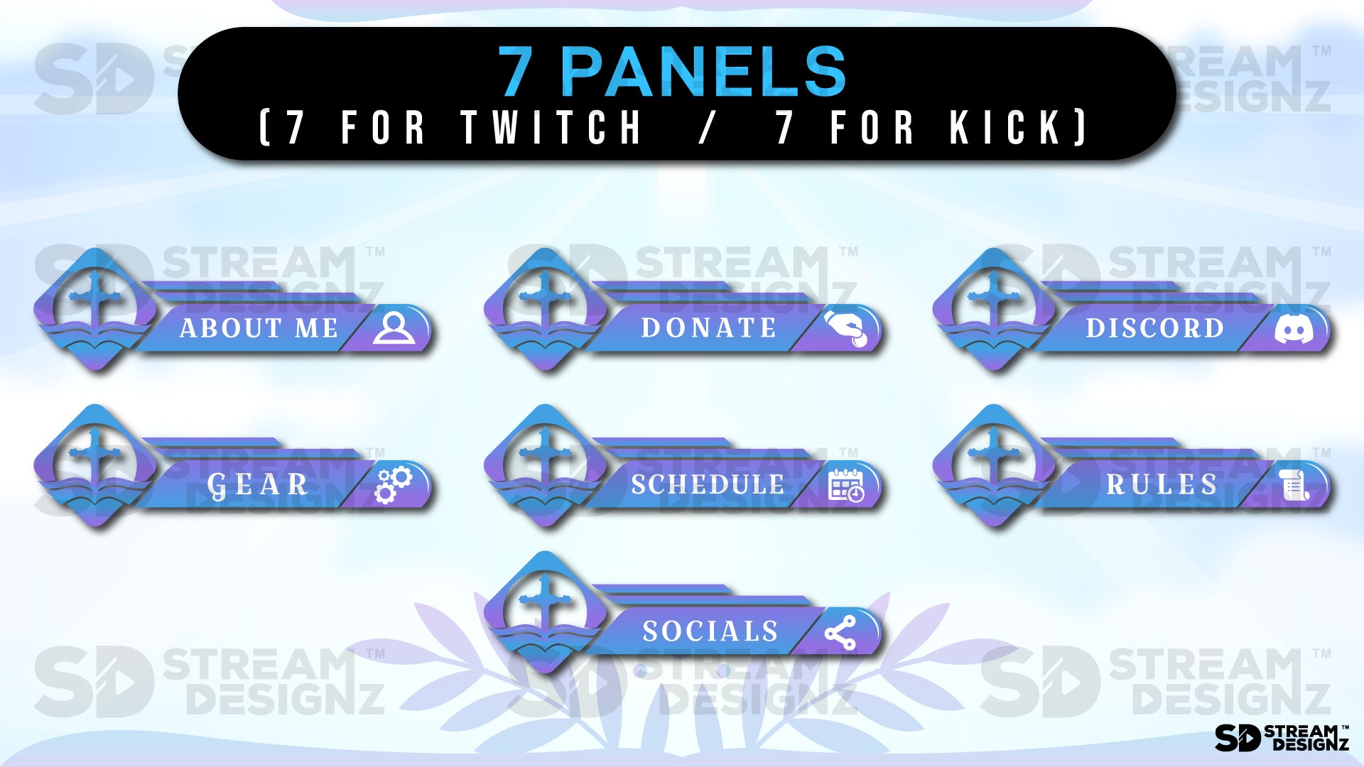 stream overlay package 7 panels faith stream designz