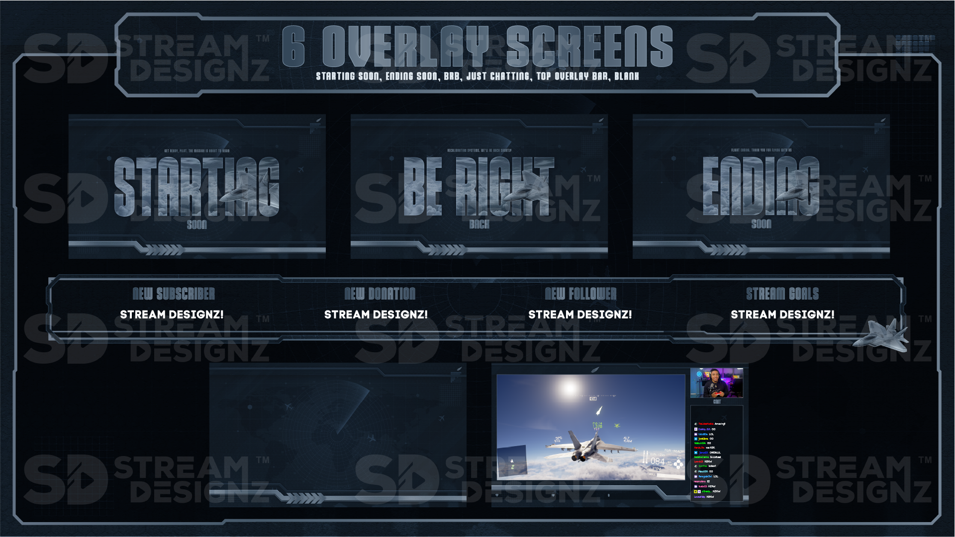stream overlay package 6 overlay screens falcon stream designz