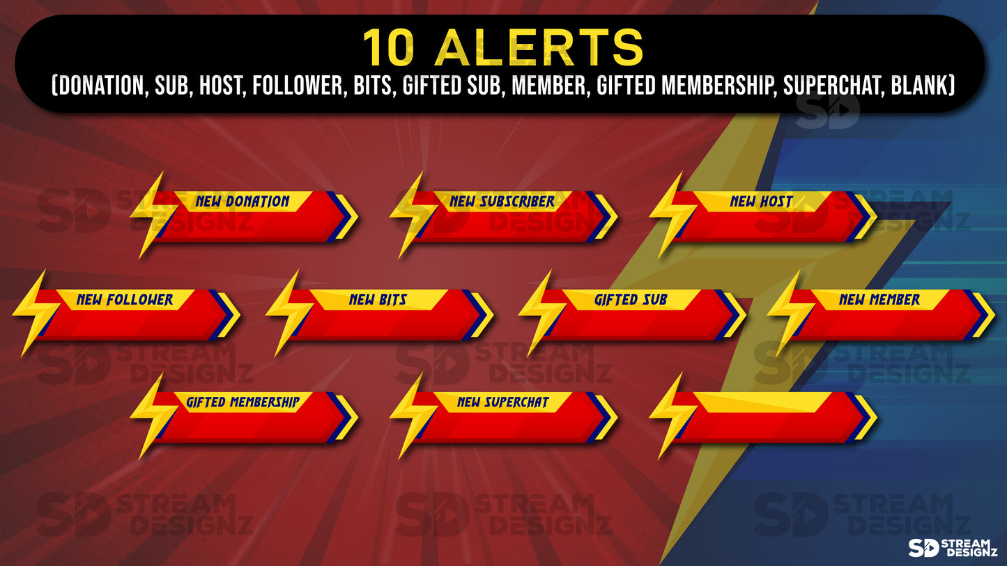 Static Stream overlay package flash 10 alerts stream designz