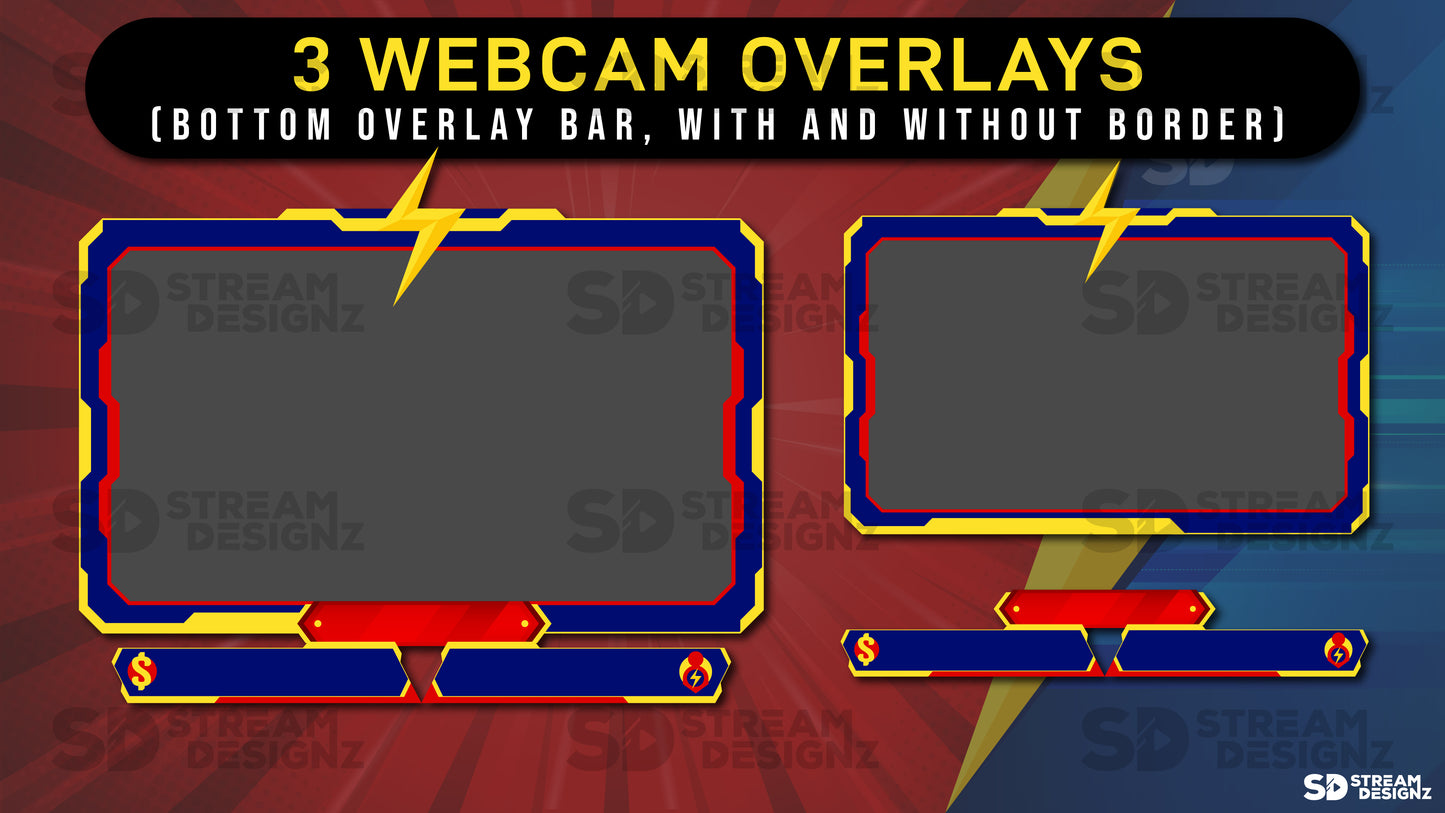 Static Stream overlay package flash 3 webcam overlays stream designz