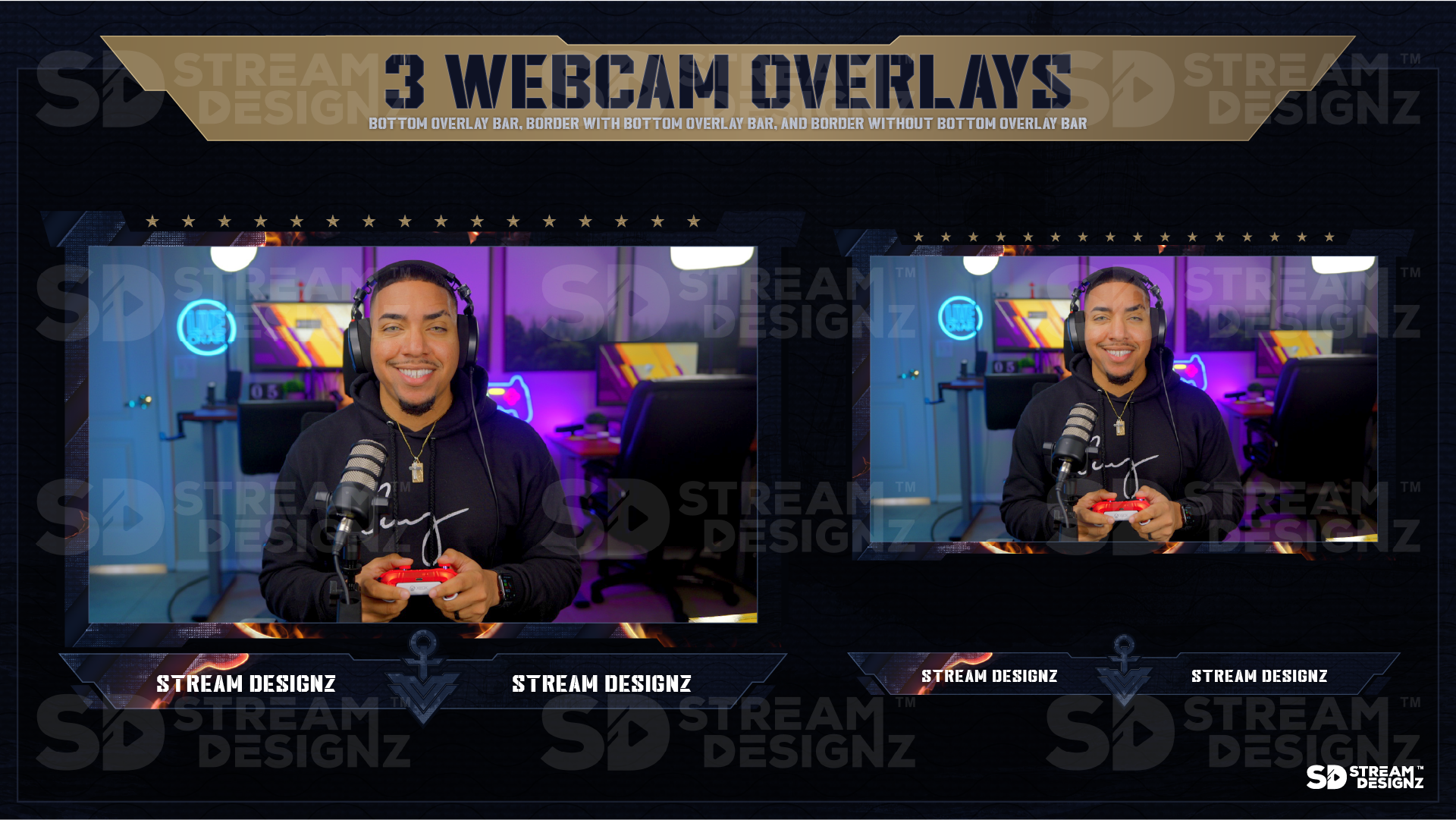 stream overlay package 3 webcam overlays fleet stream designz
