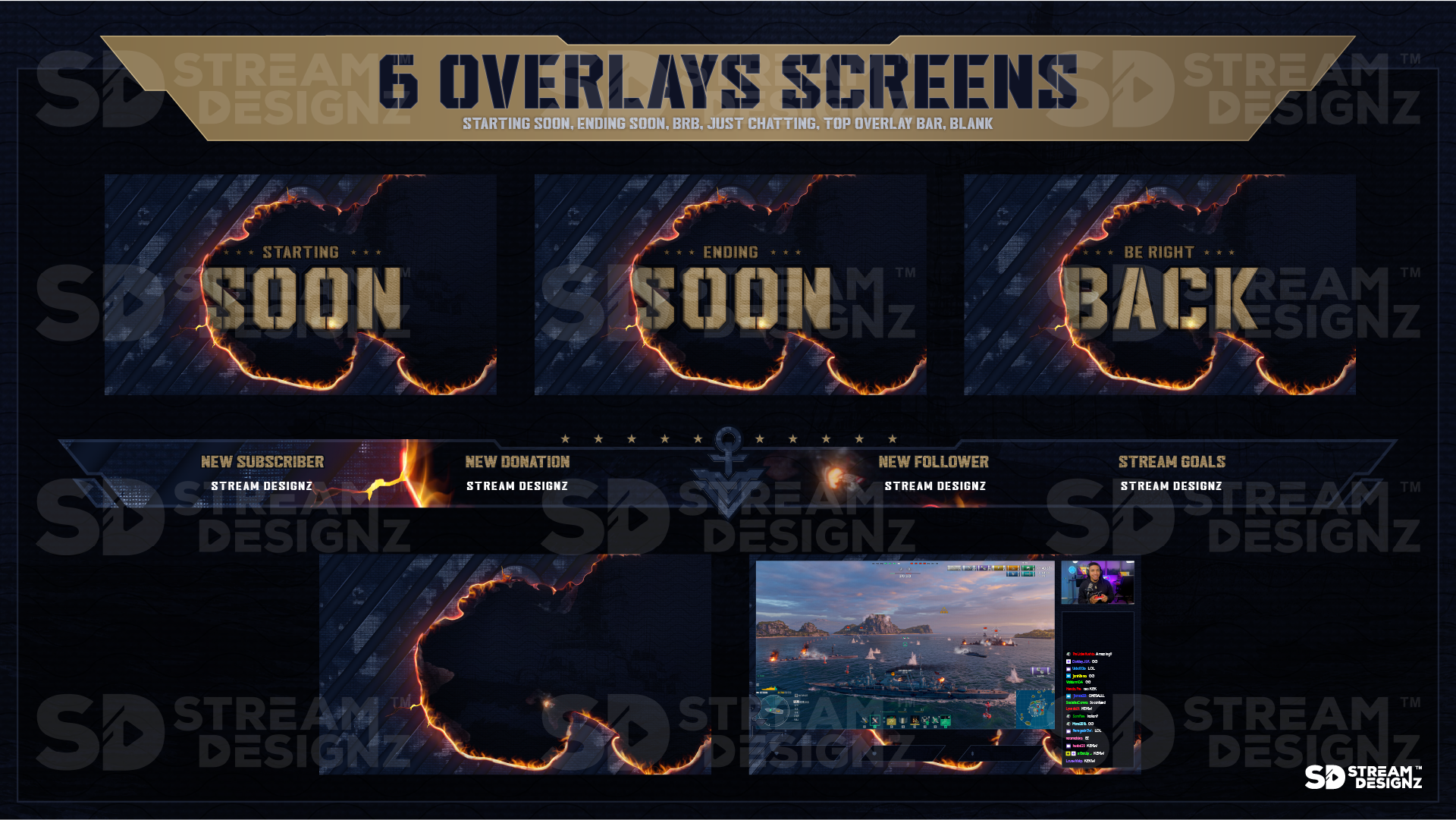 stream overlay package 6 overlay screens fleet stream designz