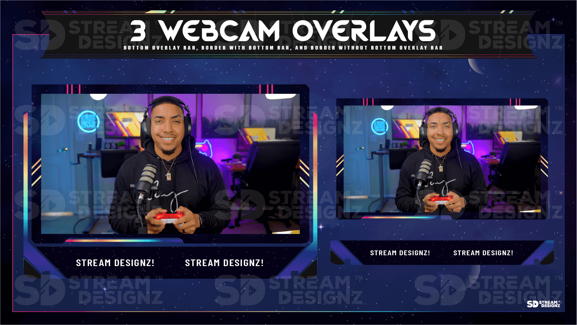 animated stream overlay package 3 webcam overlays galaxy stream designz