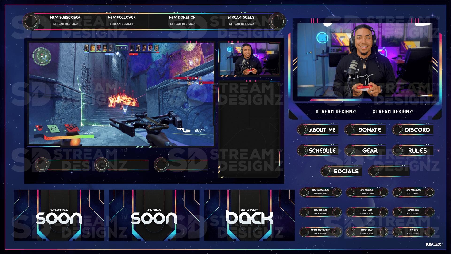 animated stream overlay package feature image galaxy stream designz