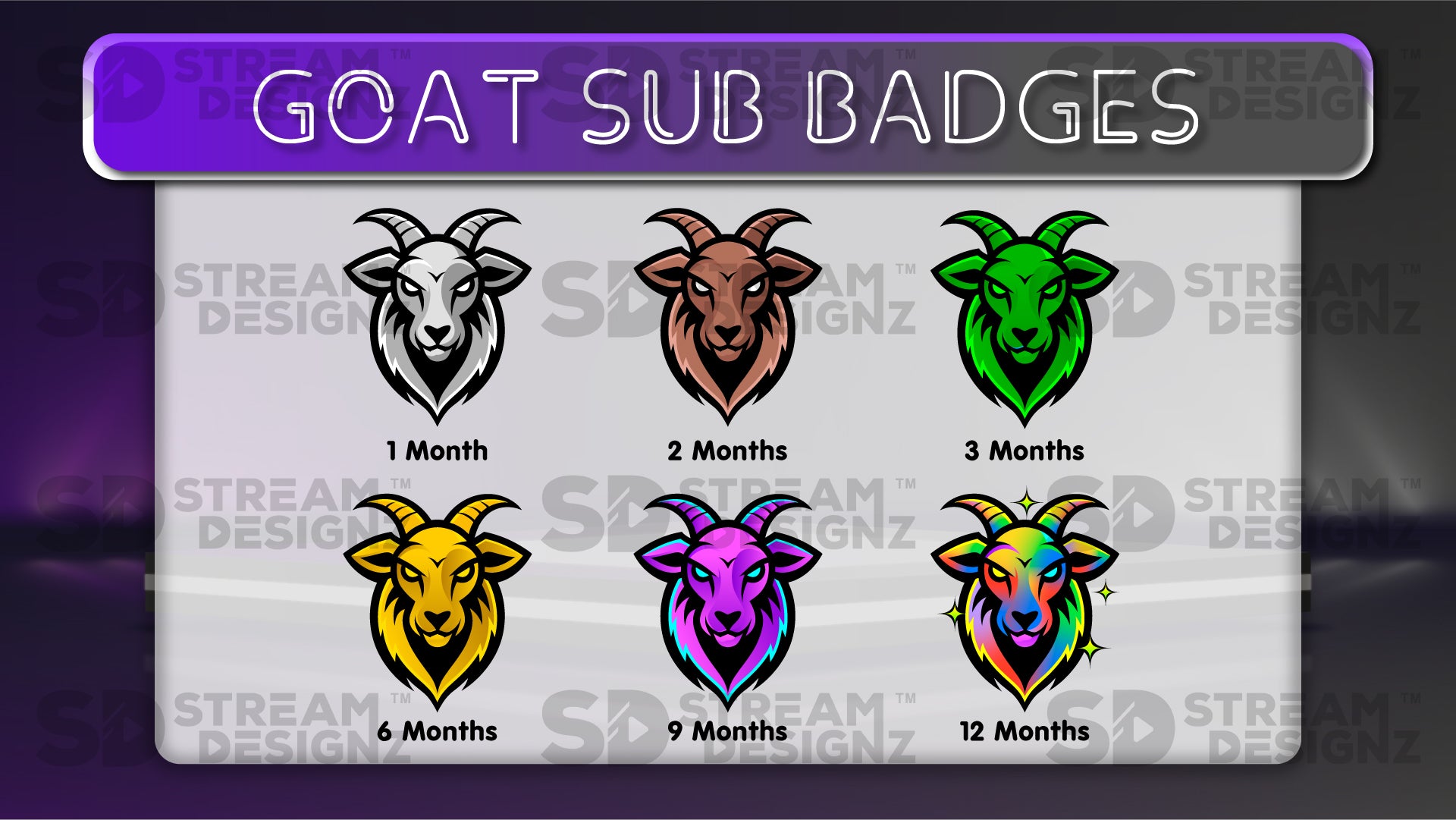 6 pack sub badges preview image goat stream designz
