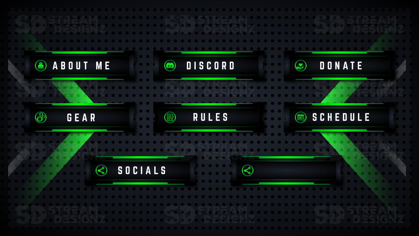 Twitch panels green arrow panels preview stream designz