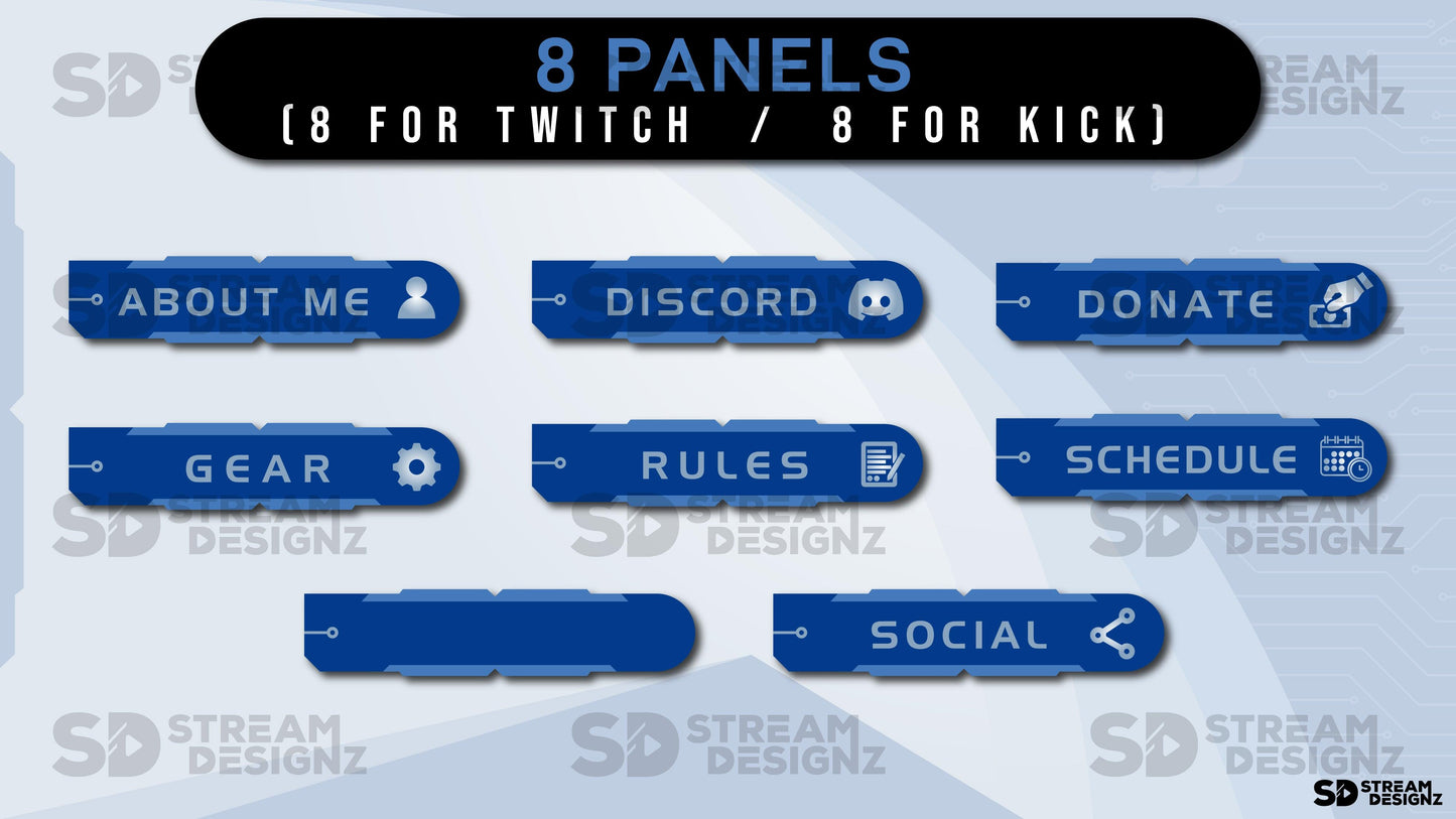 static stream overlay package 8 panels high tech stream designz
