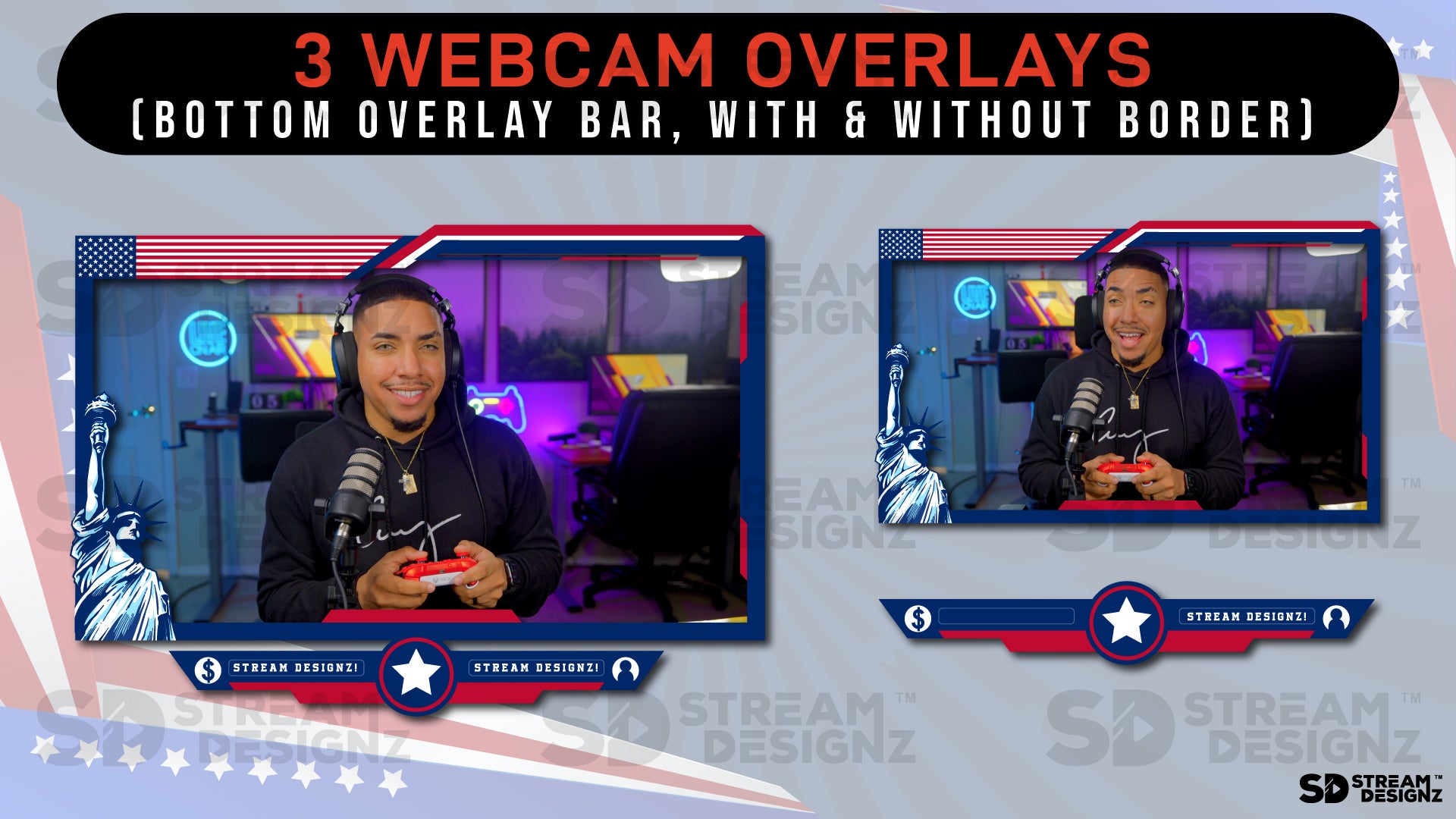 stream overlay package 3 webcam overlays home of the brave stream designz