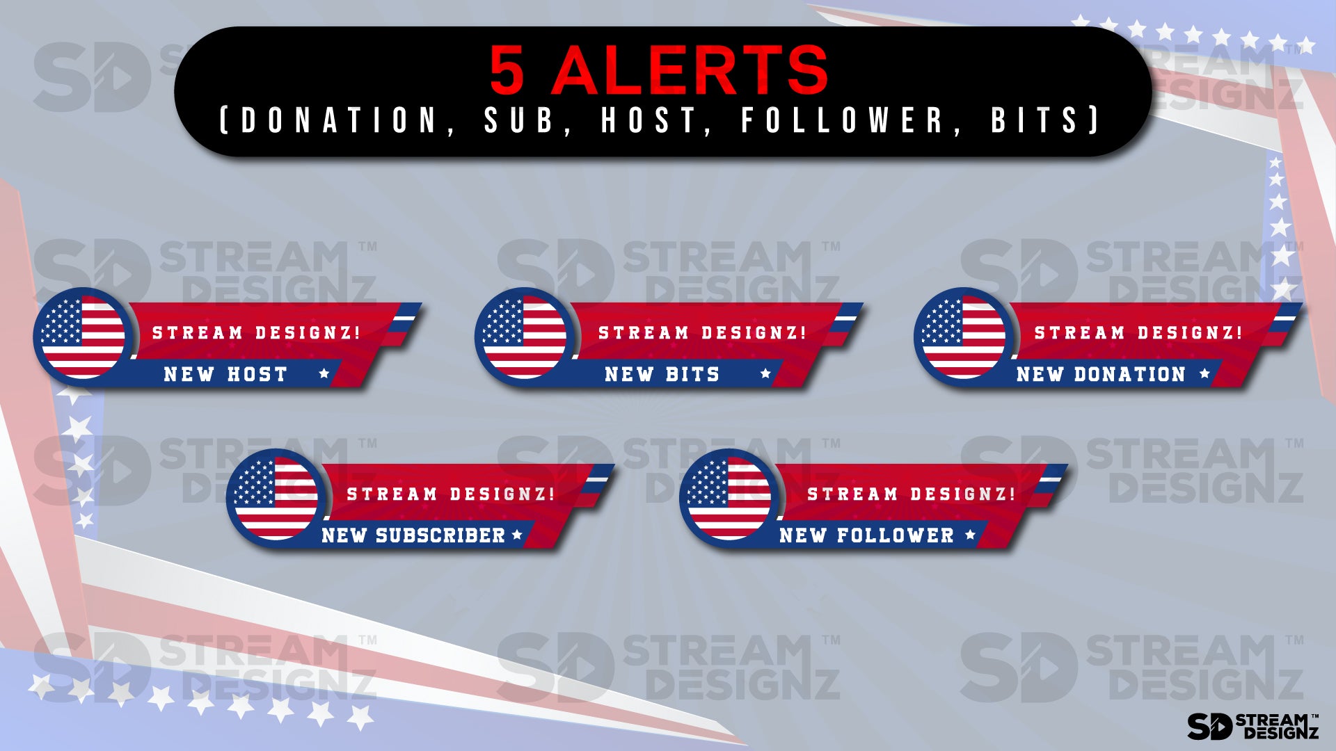 stream overlay package 5 alerts home of the brave stream designz