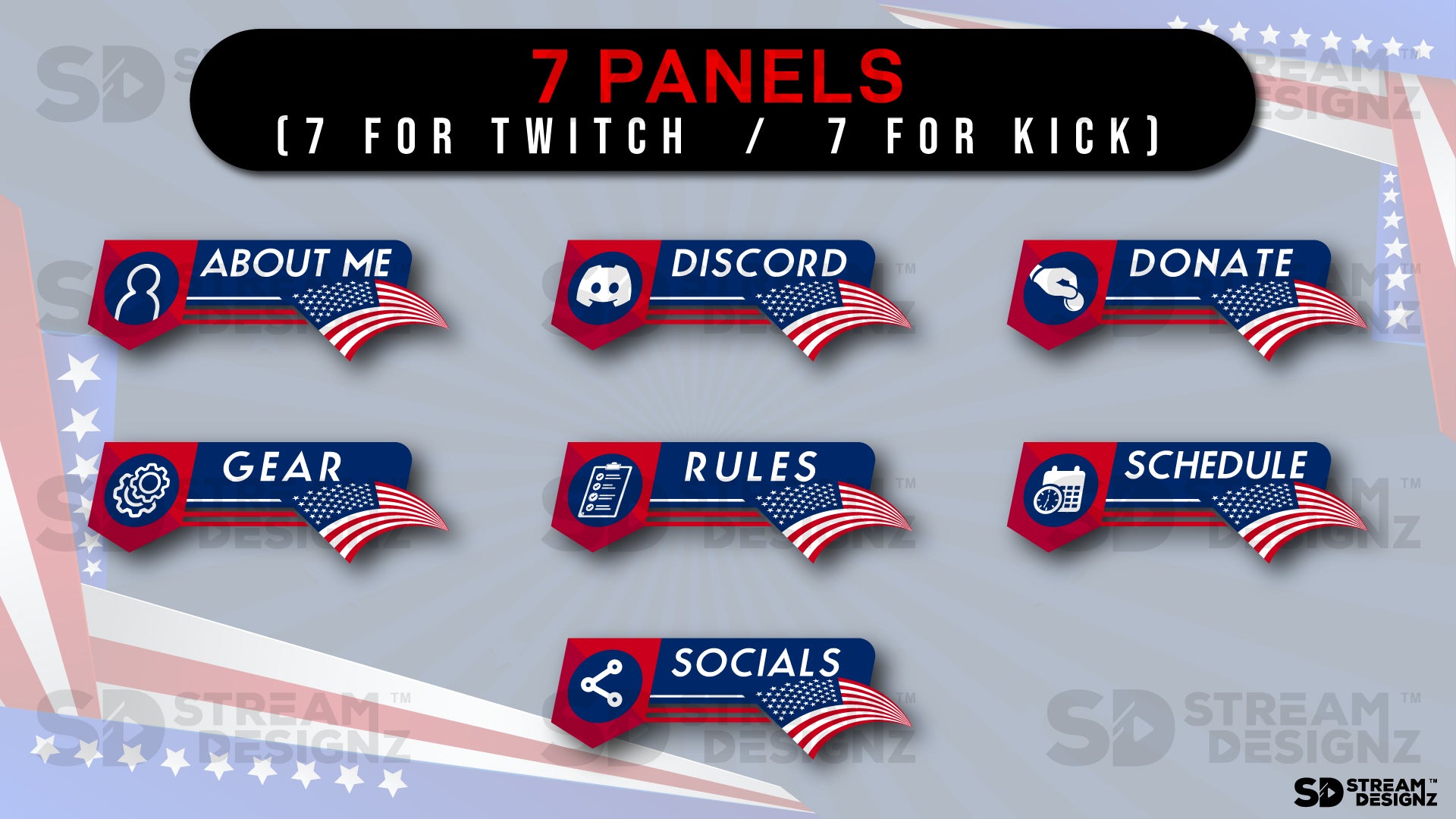 stream overlay package 7 panels home of the brave stream designz