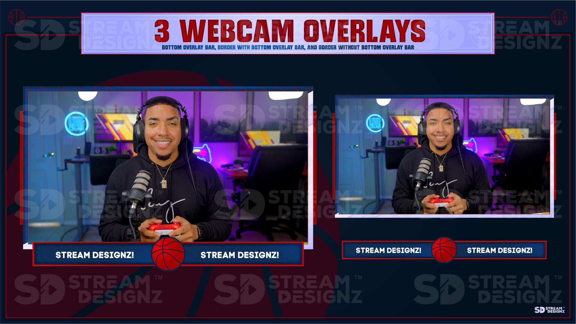 stream overlay package 3 webcam overlays hoops stream designz