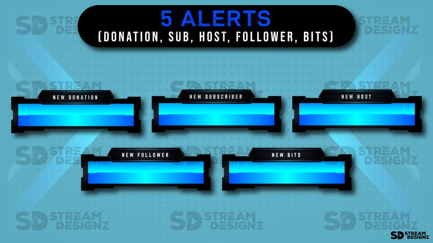 animated stream overlay package - horizon - 5 alerts - stream designz