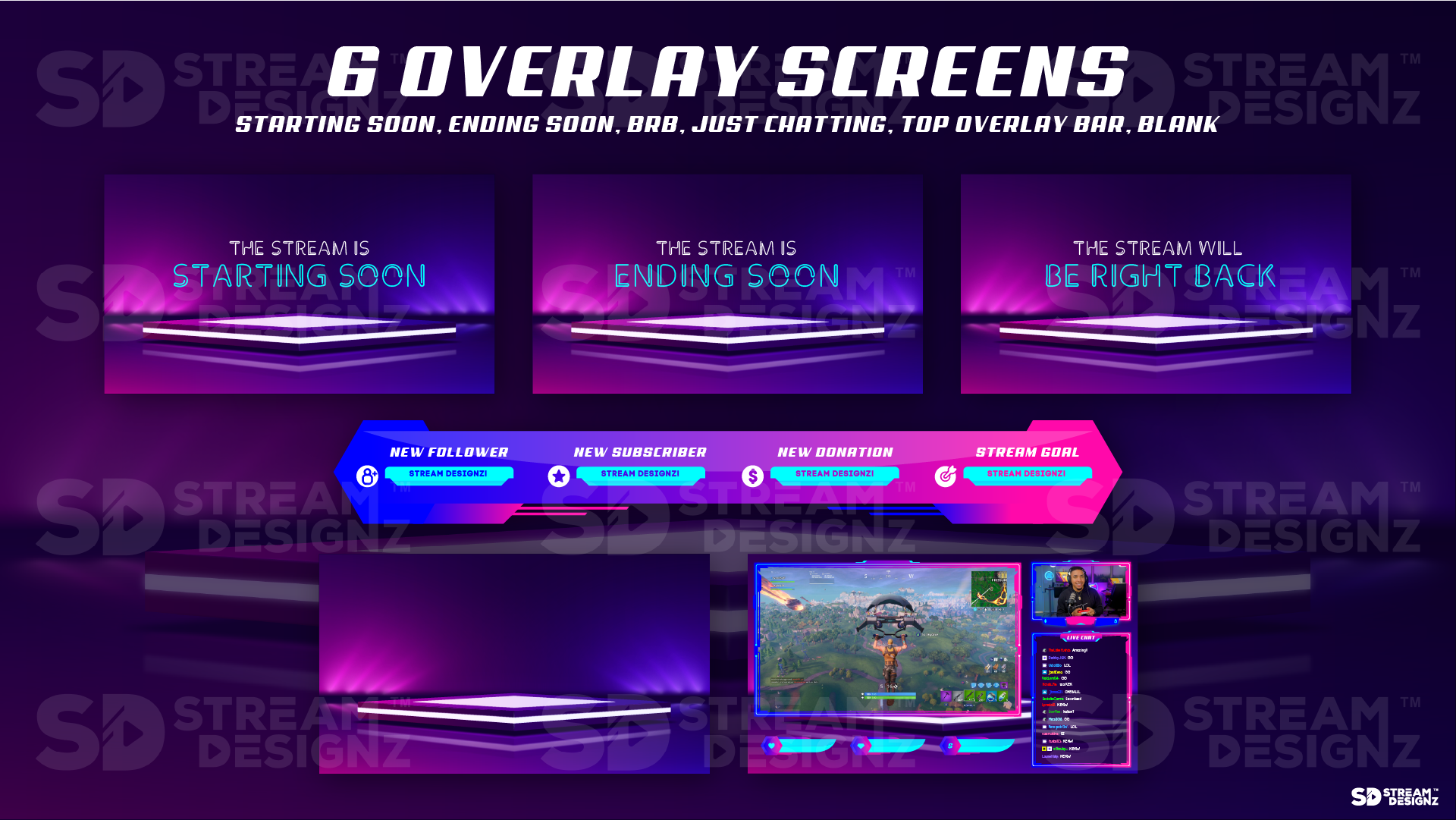 6 overlay screens illuminate Stream Designz
