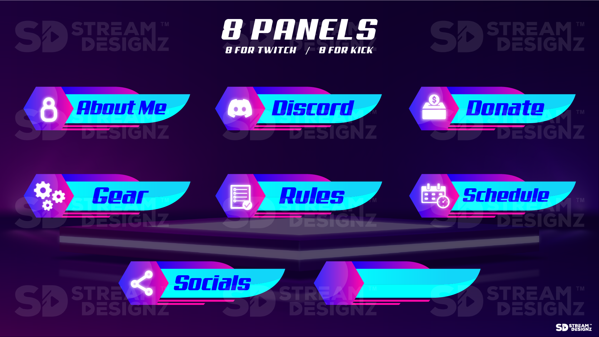 twitch panels 8 panels illuminate stream designz