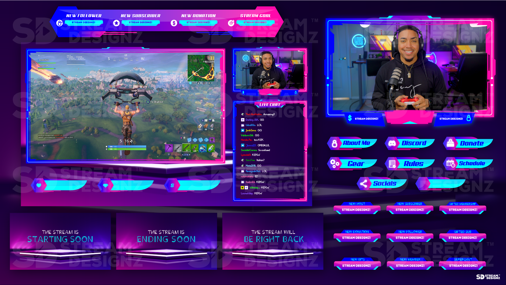 Stream Overlay Package feature image Illuminate Stream Designz