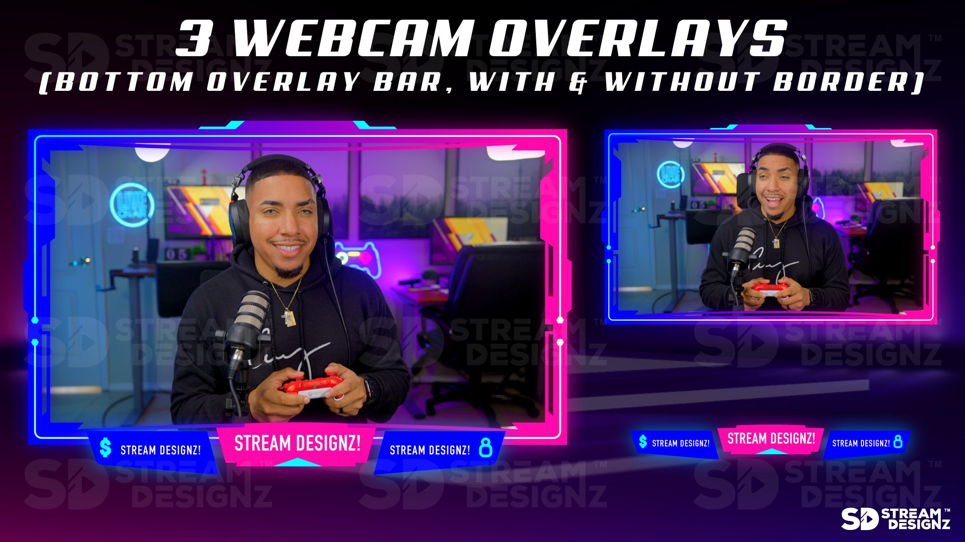 Stream Overlay Package 3 webcam overlays Illuminate Stream Designz