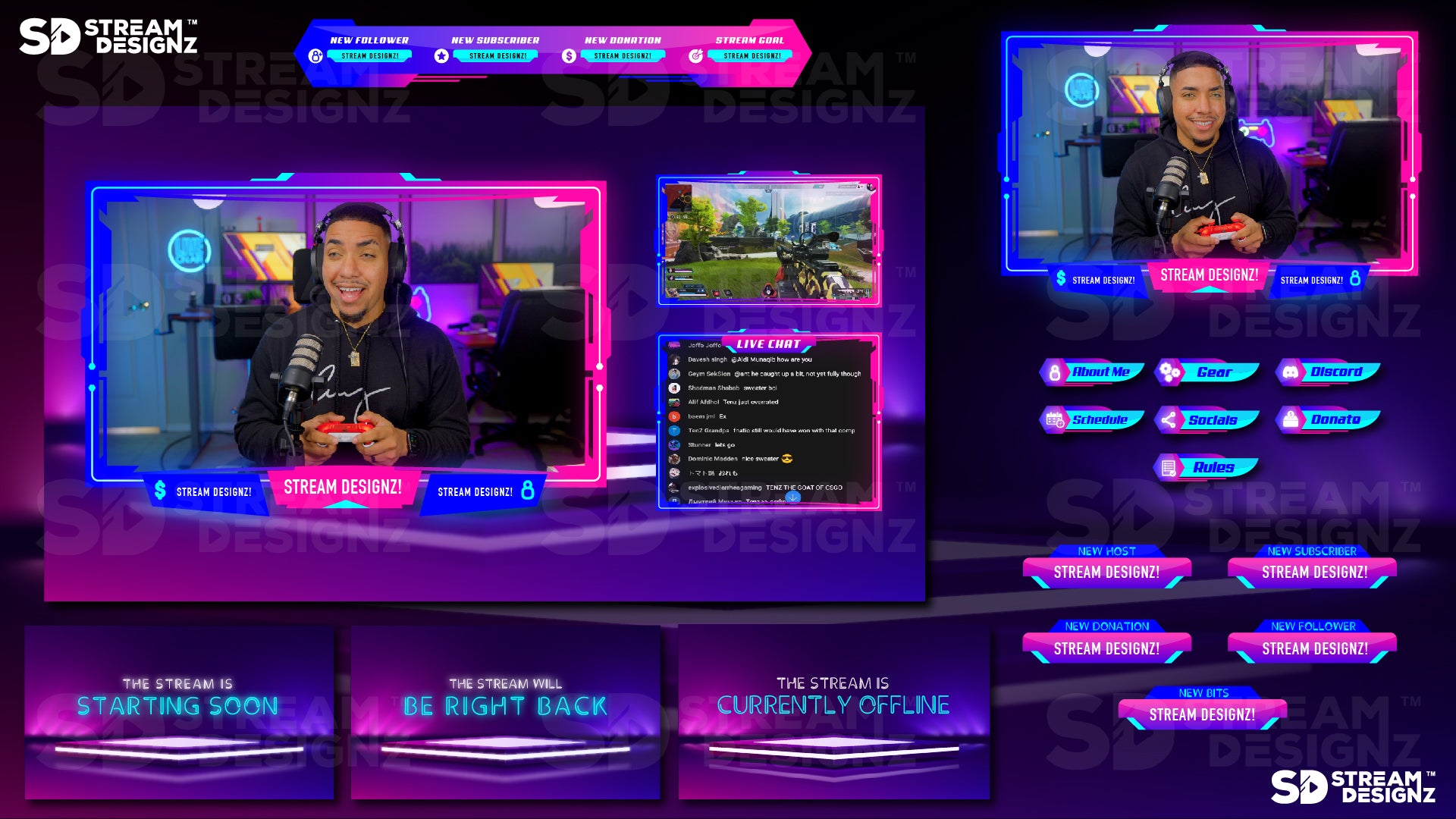 Stream Overlay Package feature image Illuminate Stream Designz
