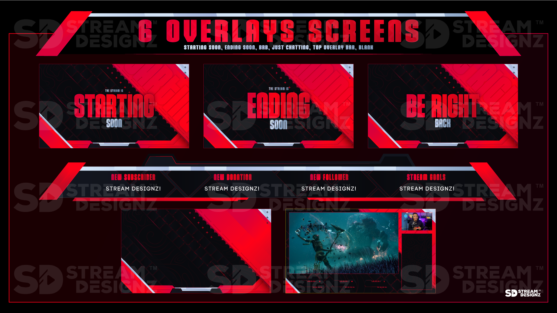 stream overlay package 6 overlay screens inferno stream designz