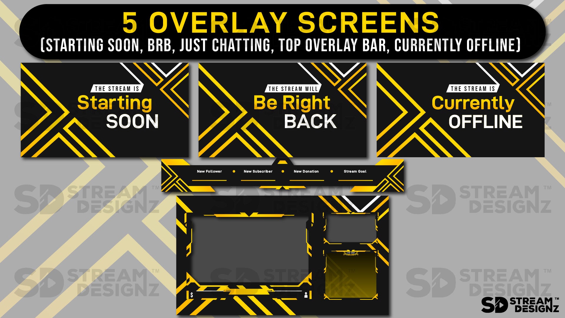 stream overlay package 5 overlay screens lux stream designz