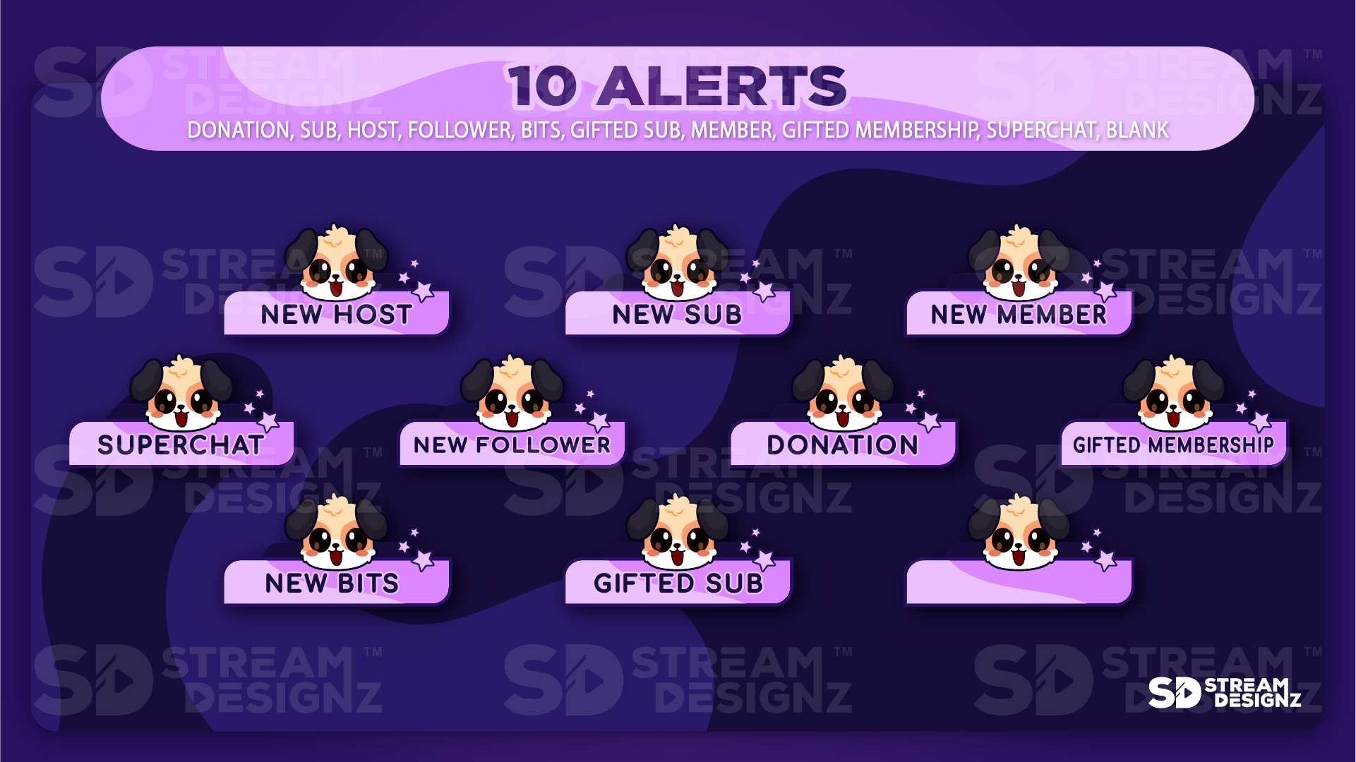 stream overlay package midnight lofi 10 alerts stream designz