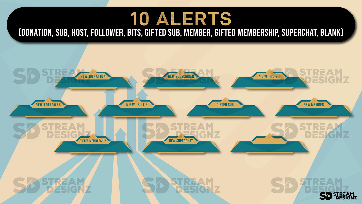 Static Stream overlay package on the rise 10 alerts stream designz