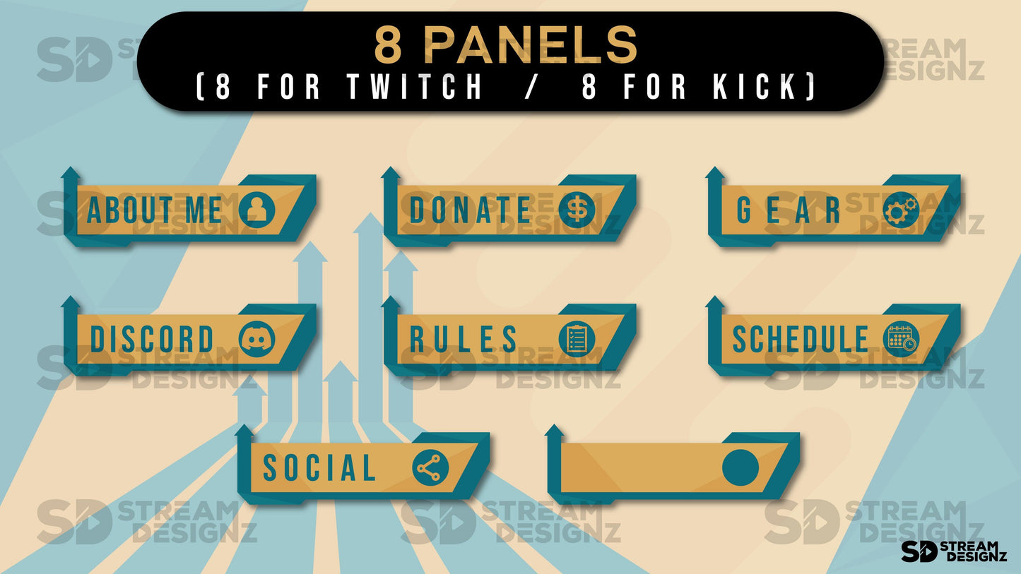 Static Stream overlay package on the rise 8 panels stream designz