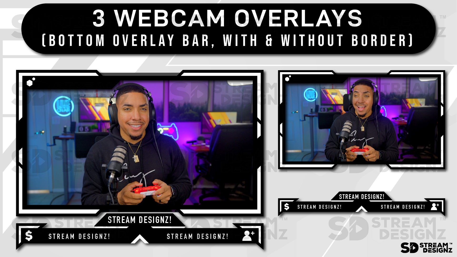 stream overlay package 3 webcam overlays onyx stream designz