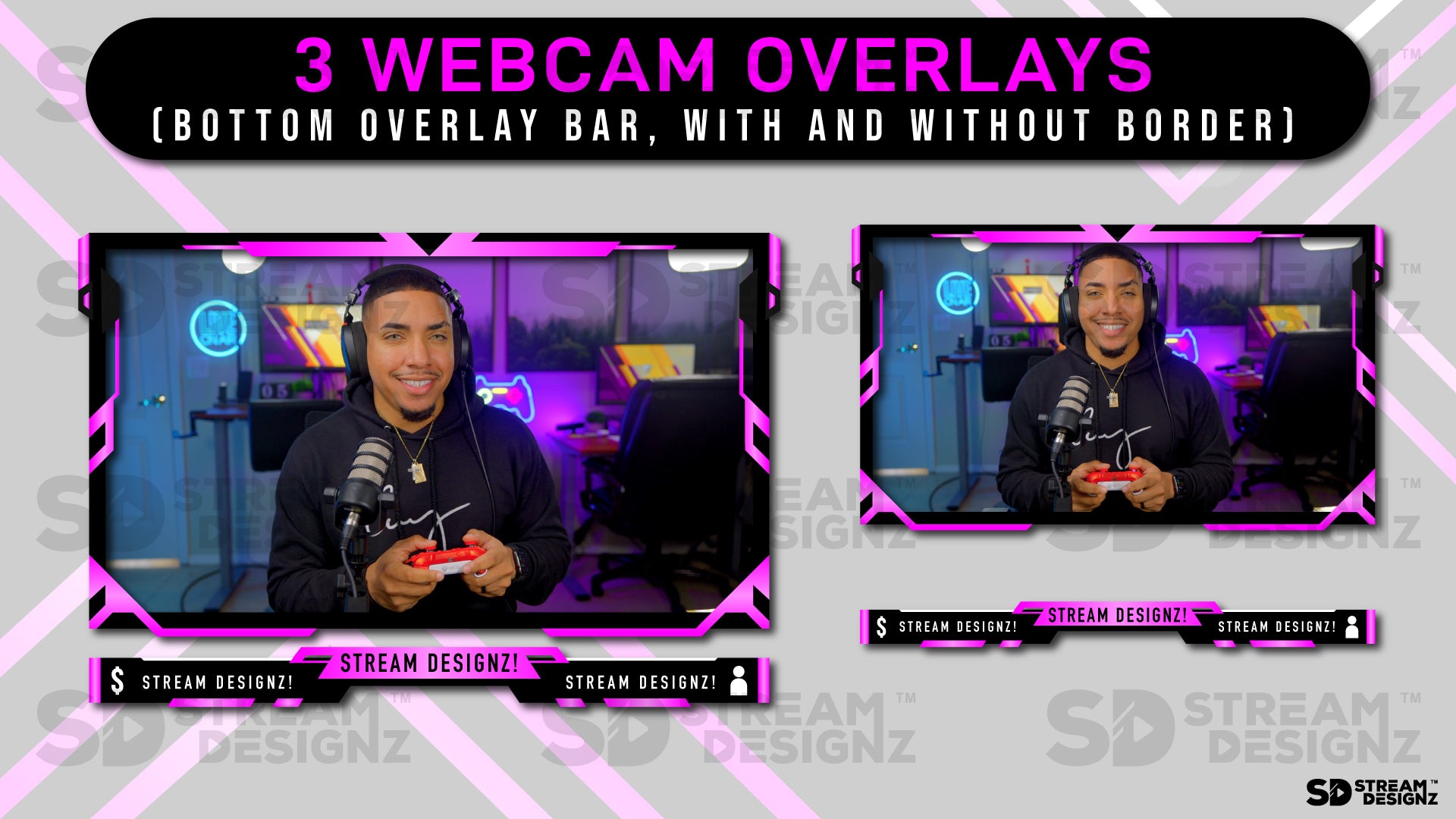 stream overlay package pink bliss 3 webcam overlays stream designz