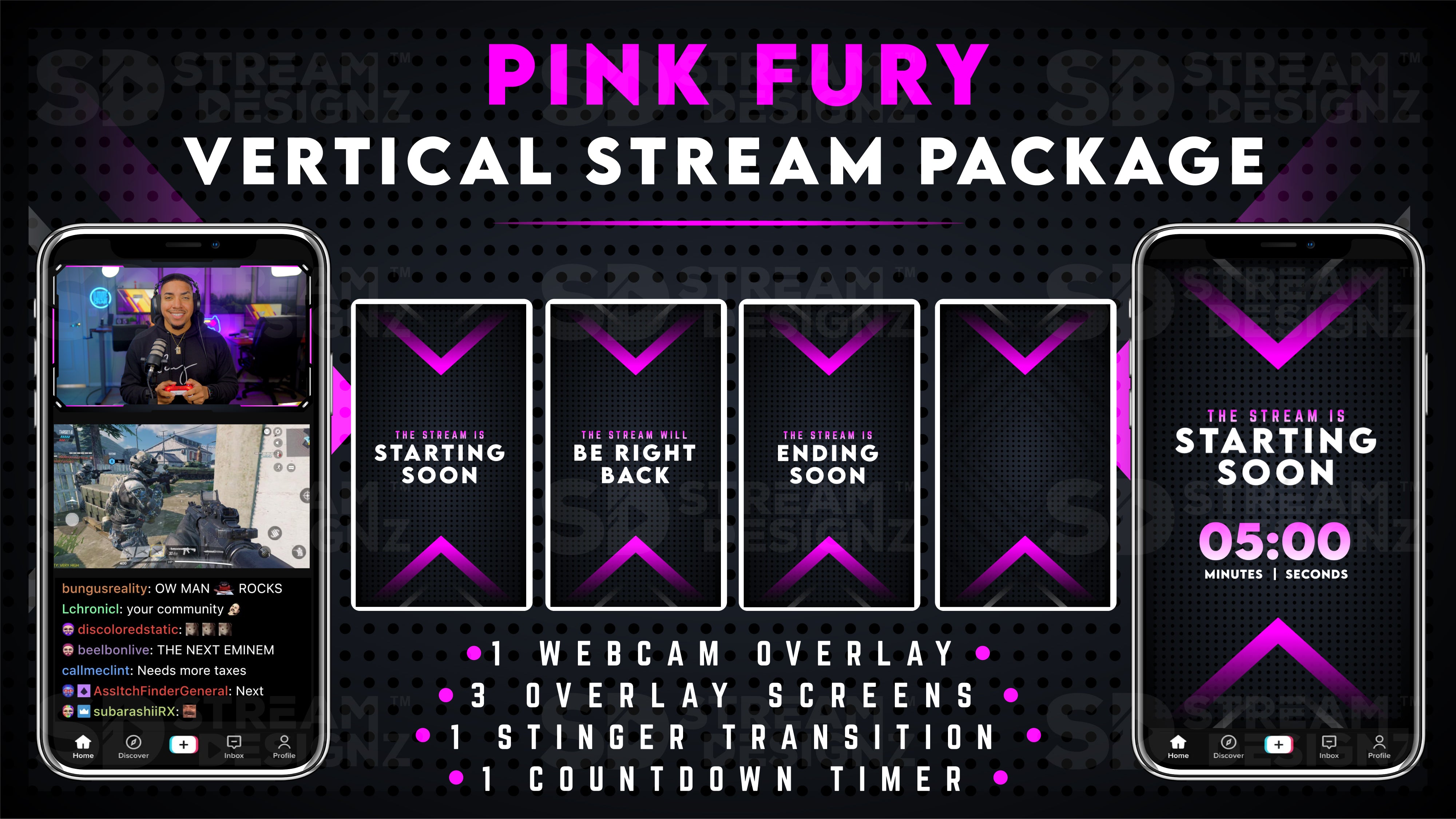 vertical stream overlay package feature image pink fury stream designz