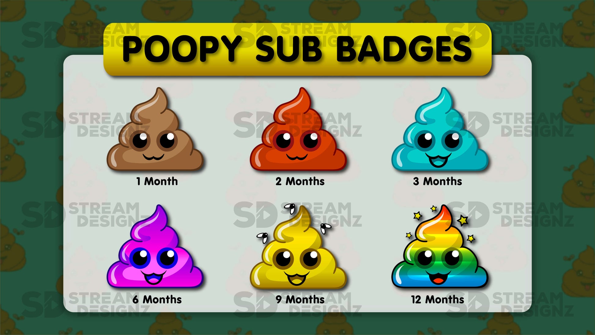 6 pack sub badges preview image poopy stream designz