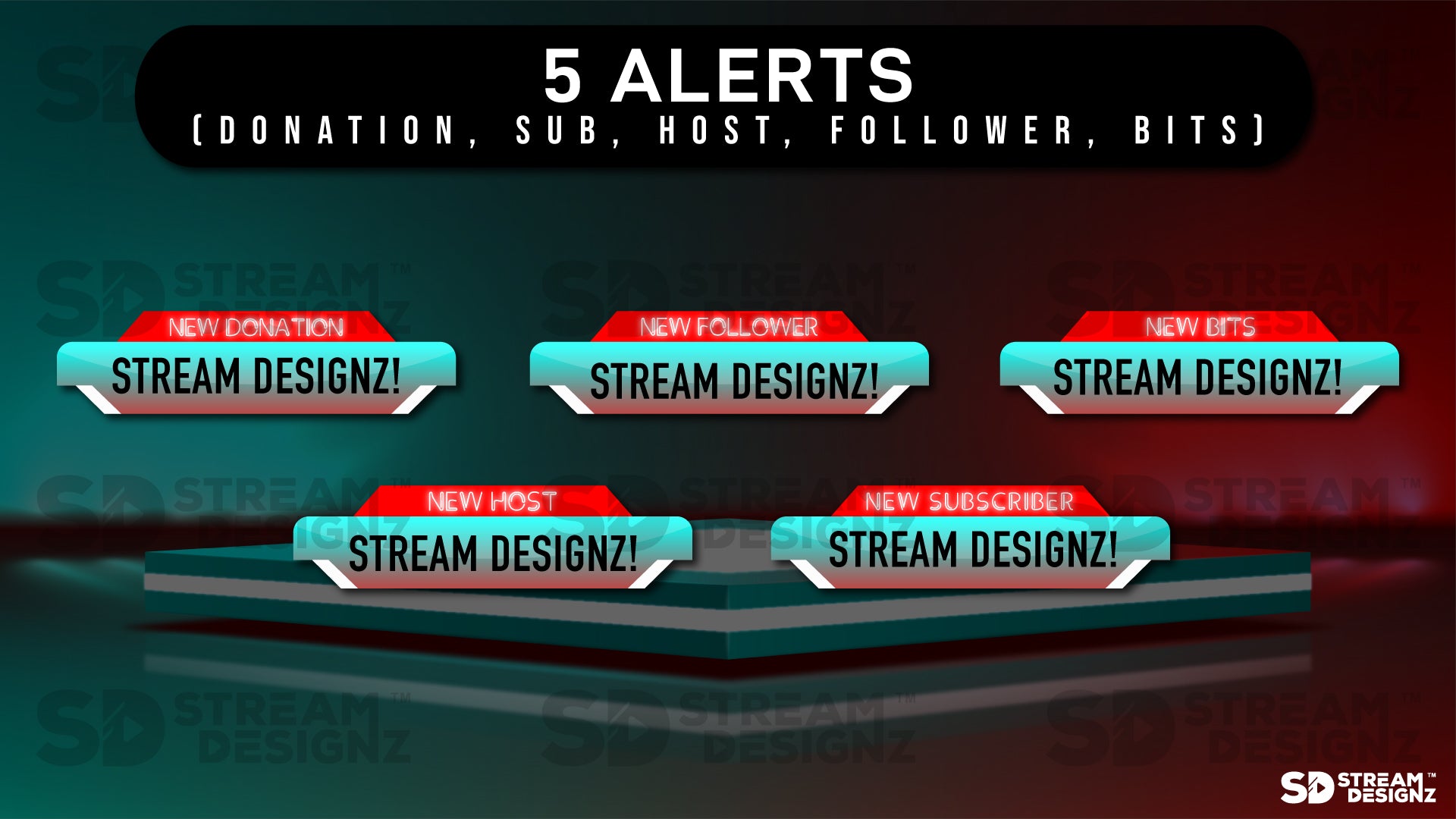stream overlay package 5 alerts radiate stream designz